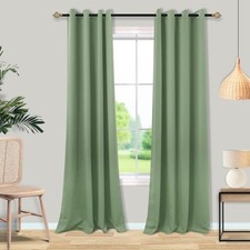 Blackout Curtains 90 Inches Long for Living 52"W x 90"L Pack of 2 Sage Green
