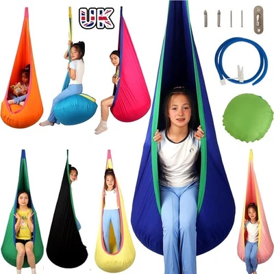 PETS-SUPPLIER-LOVE Kids Sensory Swing Indoor Oudoor Children Hammock Pod Swing w/ Inflatable Pillow