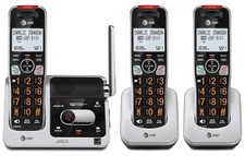 AT T 6.0 Expandable Cordless Phone w/Answering System, Silver/Black w/3 Handsets