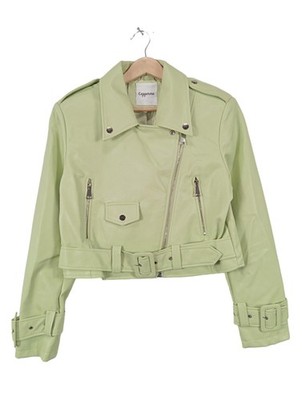 COPPEROSE Kunstlederjacke Damen Jacke Gr. DE 36 grün Casual-Look