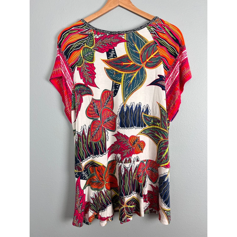 Top túnica Soft Surroundings para mujer M madera de tigre artístico boho costero resort playa Foto 4 de 4