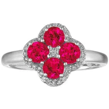 Sterling Silver Ring Pink Lab Created Ruby Topaz Clover/Quatrefoil 8 925 NEW QVC