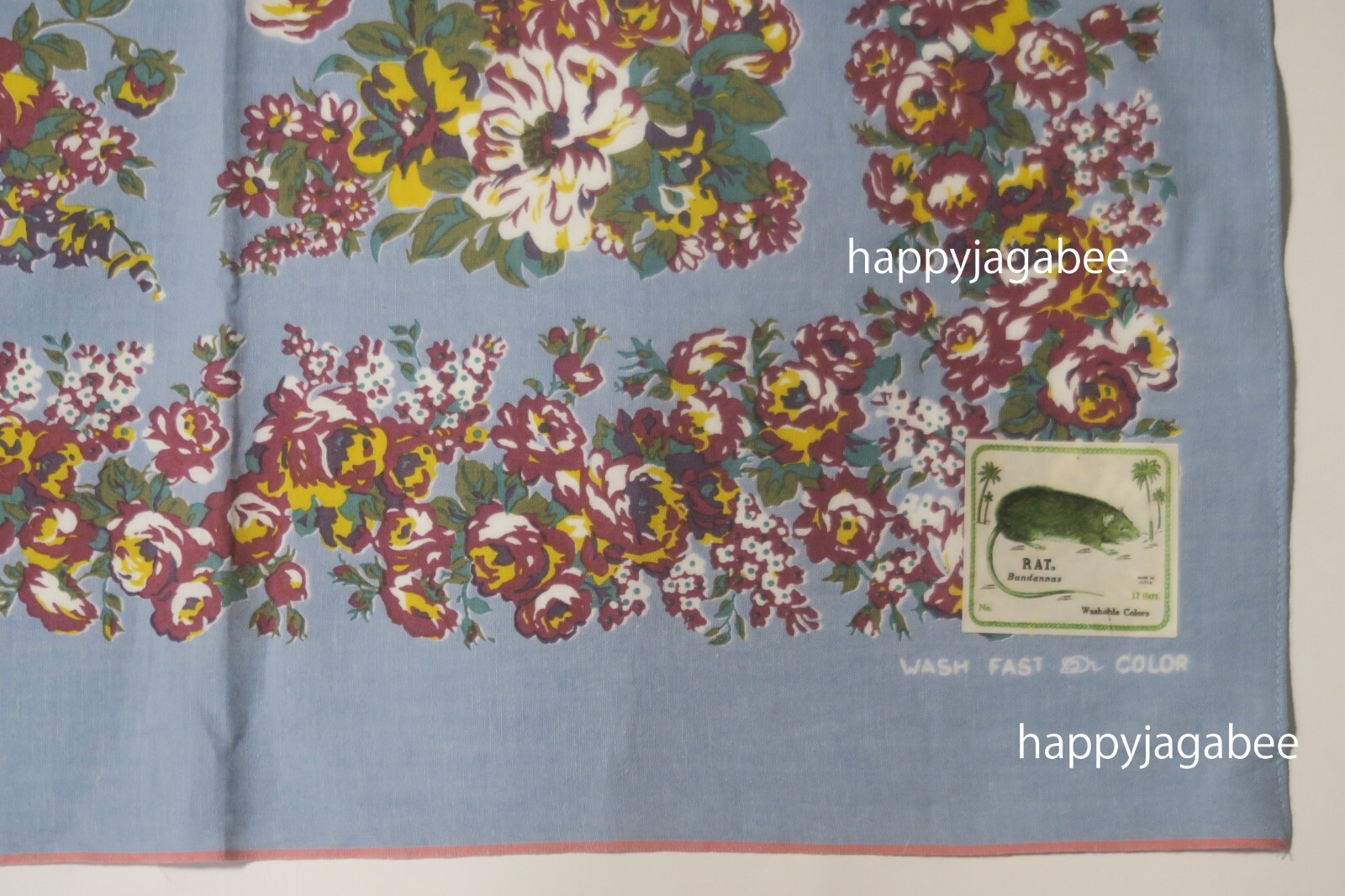 * Kapital Fast Color Selvage Bandana " Dianthus Champetre "  Sax K2404BA522 image 2