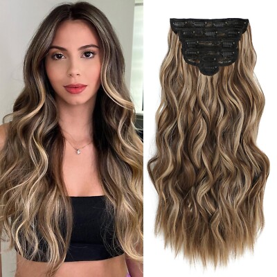 Extensiones de cabello naturales y que se mezclan bien con clip en 6 piezas NEW