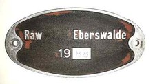Waggonschild Raw Eberswalde 1988