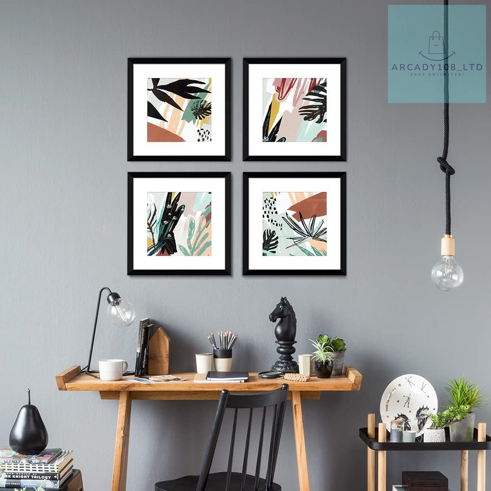 ArtbyHannah Black Framed Botanical Wall Art Prints Abstract Leaf