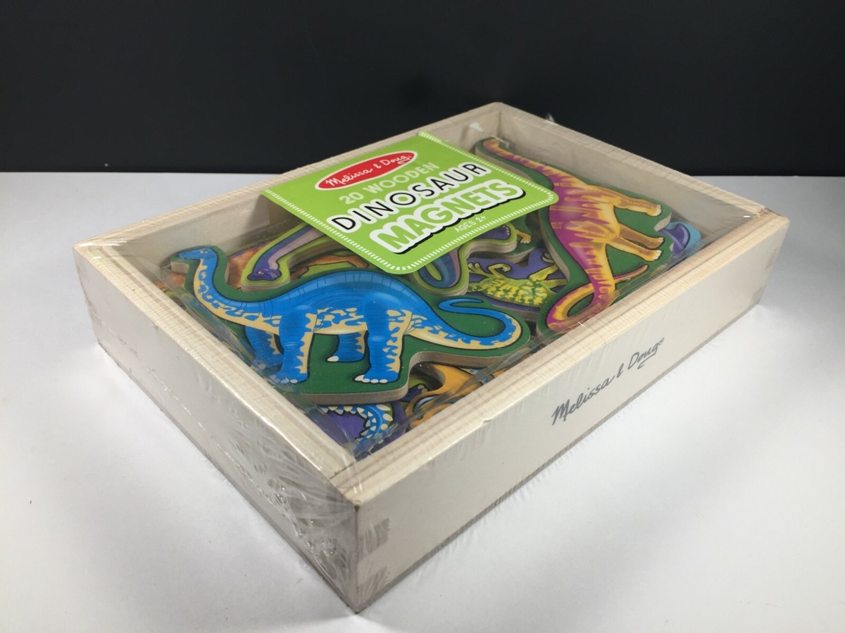 Melissa & Doug Magnetic Wooden Dinosaurs in Storage Box 20 Pieces