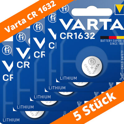 5 x Varta CR 1632 DL1632 3V Lithium Batterie Knopfzelle 3,2 x 16mm Blister 6632