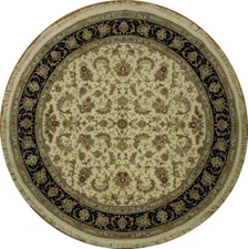 8x8' Ivory Fine Quality Wool&Silk Round Rug 20869