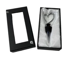 Heart Shaped Metal Wine Bottle Stopper  Bling Silver tone Wedding Anniversary