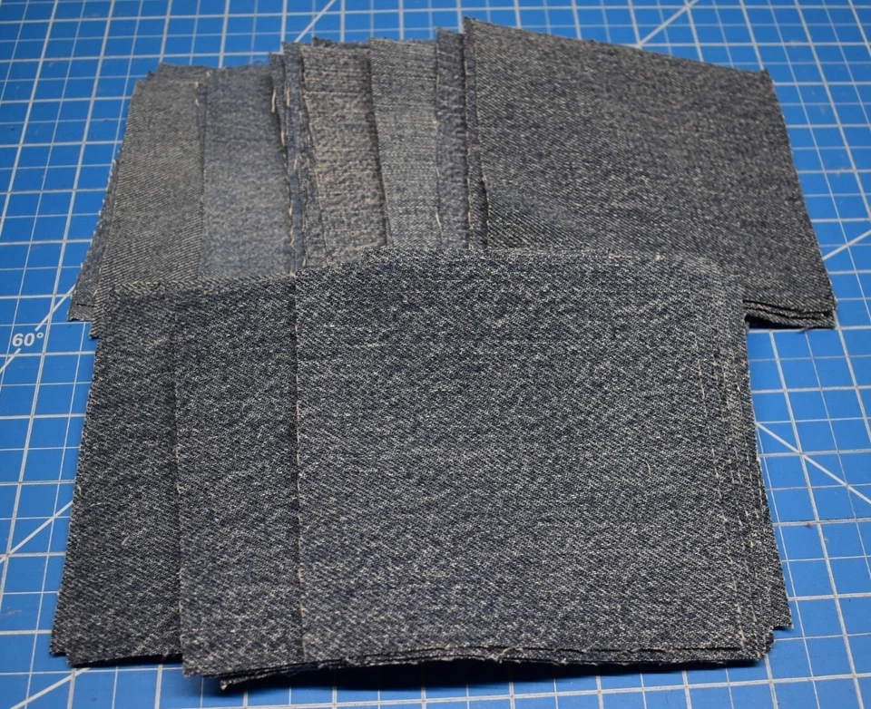 50 - 5" charm Squares rotary cut cotton denim UPCYCLED JEANS cotton - Image 2 of 2
