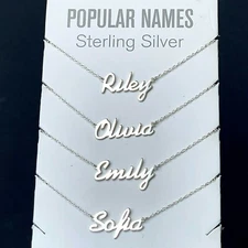 ANY Name Plate Necklace Personalized Custom Sterling Silver 925 Pendant Gift 