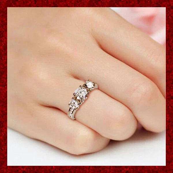 Maestoso Anello Trilogy Brillante in Argento 925 Rodiato Oro Bianco - Immagine 4 di 4