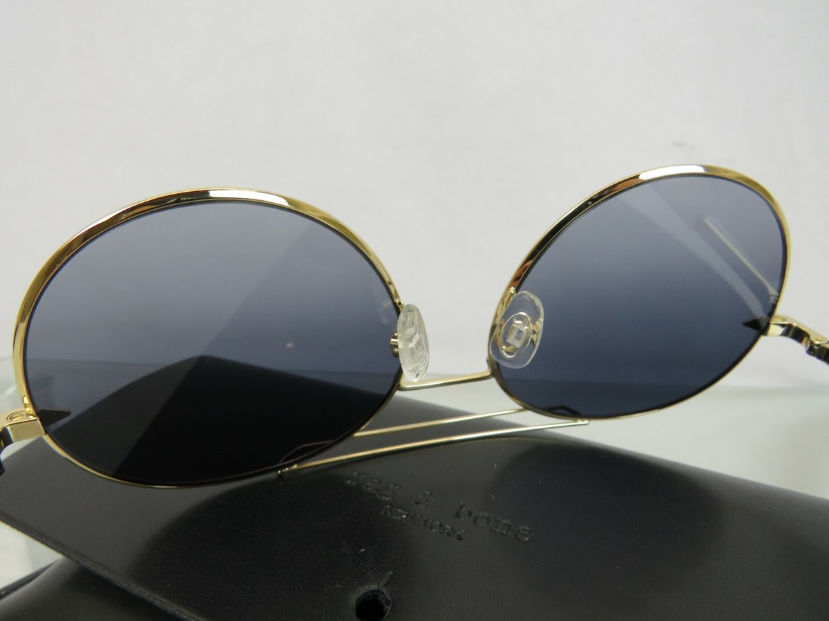 NWT RAG & BONE RNB1011/S BLACK 59MM ROUND METAL GOLD FRAME  display picture 1