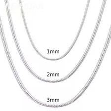 925 Sterling Silver Snake Chain Necklace 1MM 2MM 3MM Thin Dainty Chain 40-75CM