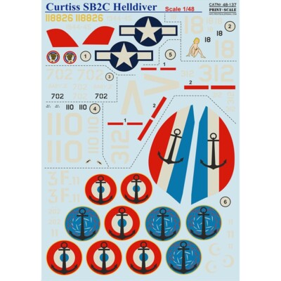 Print Scale 48-137 Decal 1:48 Curtiss SB2C Helldiver The complete set 1,5 leaf