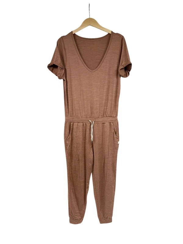 vuori all day jumpsuit terracotta heather short sleeve 