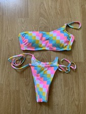 Xhilaration String Bikini One Shoulder Strap Bandeau Top Small 2 Pieces