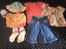 Vtg Gymboree Summer Safari top bloomers denim pants jeans hat hair socks 3 4