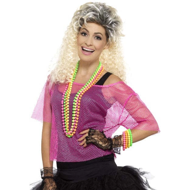 Top de red de neón años 80 80 accesorio de disfraz discoteca retro Foto 4 de 4