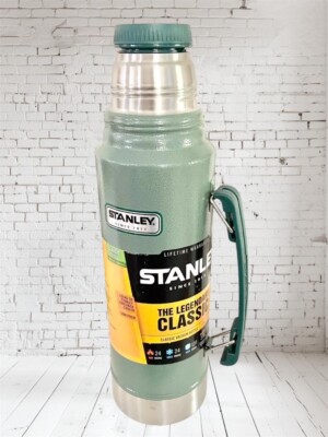 Stanley Classic Vacuum Insulated Wide Mouth Bottle Hammertone Green  Qt