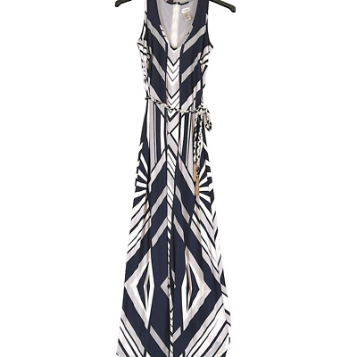 Cache Vintage 90s Y2K geometrical sleeveless print, Long Maxi Dress sz 0