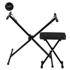 Heavy Duty X Keyboard Piano Stand and Keyboard Bench Set Adjustable Height