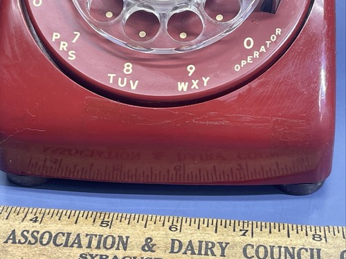 Vintage Stromberg Czerwona obrotowa tarcza Biurko Telefon Odbiornik Telefon Kabel S-C 500D - Zdjęcie 3 z 14