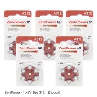 Zenipower Hearing Aid Batteries Size 312 1.45v, Pr41 (30 Batteries Total) Zenipower Hearing Aid Batteries Size 312 1.45v, Pr41 (30 Batteries Total)