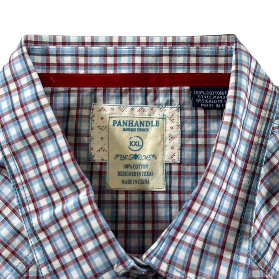 Panhandle Men Long Sleeve Button Up Plaid Shirt Size XXL Blue - Image 2 of 4