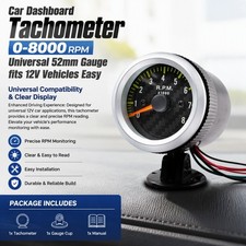 Vehicle Tachometer Gauge 0-8000 RPM 52mm Universal Car Engine Speed Meter 12V