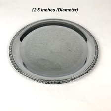 Vintage Irvinware 12.5" Ornate Engraved Silver Plated Serving Tray - Made in USA