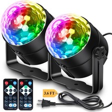  2-Pack Disco Ball Party Lights Sound Activated Remote Control, 12 Modes Sta...