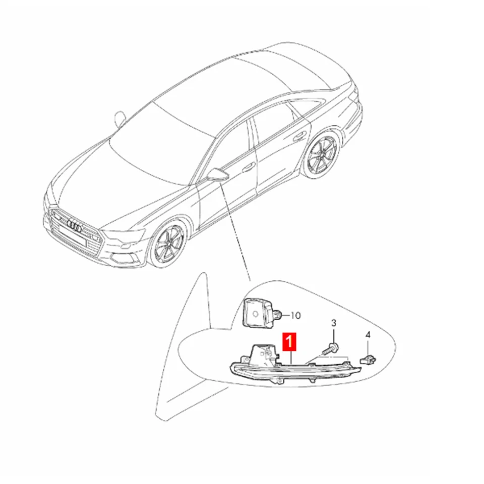Luz de señal de giro del espejo retrovisor izquierdo caliente para Audi A6 C8 A6 Allroad S6 RS6 2019-24 Foto 3 de 4