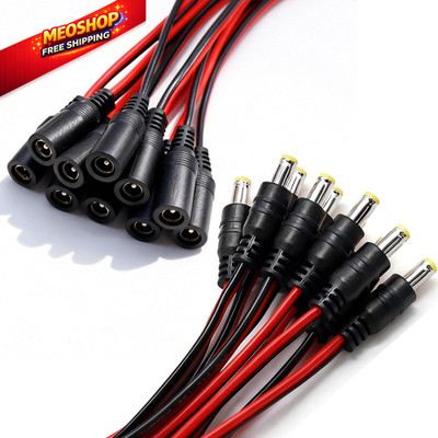 Seamaka 10 Pairs (Real 18AWG) 12V 5A DC Power Pigtail Barrel Plug Red/Black 