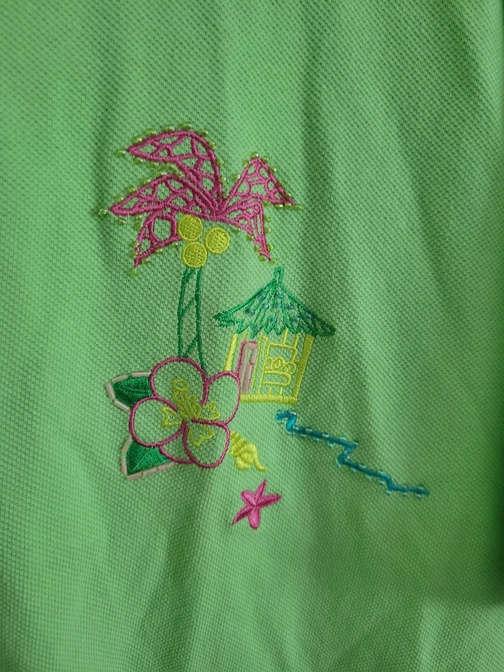 Chaqueta con Capucha Quacker Factory Escena Playa Corte Palma Verde Lima Rosa Talla 3X Foto 4 de 4