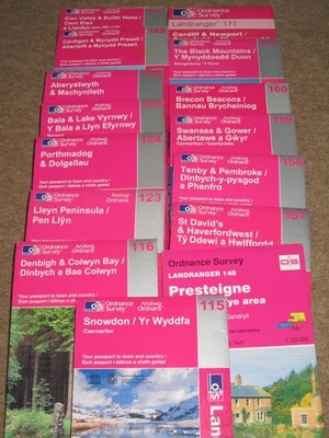 OS Ordnance Survey Landranger Maps - Wales 1992-2010, sheets 115-171 - 'superb' - Image 1 of 2