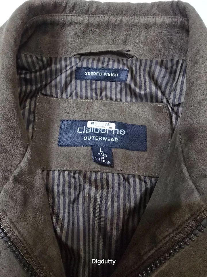 Jaqueta CLAIBORNE Outerwear Feminina Marrom Médio Camurça Falsa Bombardeiro Zíper Forrado com Fecho - Imagem 4 de 4