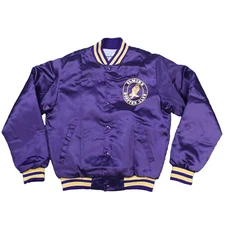 Vintage 90s Swingster Bomber Jacket Small Purple Yellow Satin Quilted Lining USA