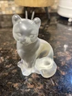Fenton Satin Frosted Clear Glass Sitting Cat Figure