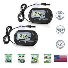 2 Pack Digital Aquarium Thermometer with Large LCD Display - High Accuracy