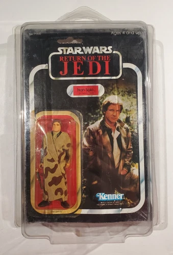 Vintage 1983 Star Wars ROTJ HAN SOLO Trench Coat Figure 77 Back Carded