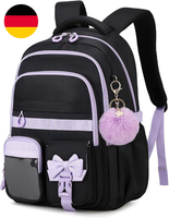 Amythe Schulrucksack MäDchen Rucksack Kinder Ergonomisch, Schwarz Lila | Leichte