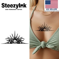 SteezyInk temporary tattoo Crowned Gaze last upto 2 weeks 6.5 x 6.5 inch