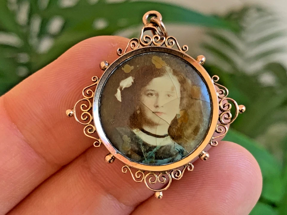 Victorian Gold Filled Mourning Photo Pendant Fob For Pocket Watch Chain c.1910s - Image 3 of 4