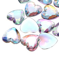 20 Pcs Acrylic Heart Rhinestone 30mm Flat Back Plastic Gems Jewelry Pale White