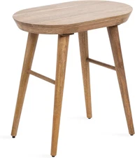 Conan Modern Oval Mango Wood Side Table, 22 X 14 X 22, Natural Wood, Mid-Century