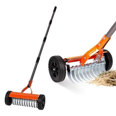 Dethatching Roller Rake with 76.8'' Adjustable Handle, Lawn Dethatcher Rake w...