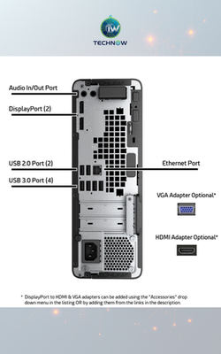 HP Desktop PC i5-8500, 32GB RAM, 256GB NVMe + 1TB HDD, Windows 11
