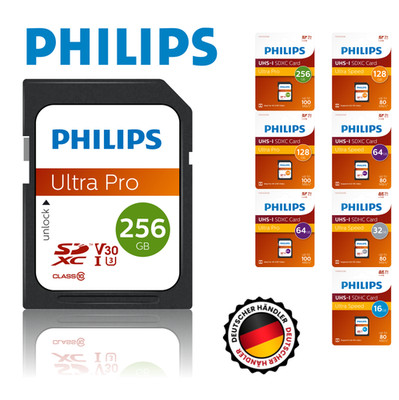 Philips SD-Karte 16GB 32GB 64GB 128GB 256GB Kamera Speicherkarte Memory Card